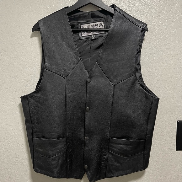 Vintage Vance Leathers Men’s Black Motorcycle Vest Size 44 - Picture 1 of 5